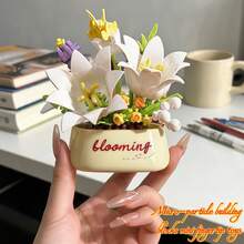12pcs Micro Particle Flower Potted Building Blocks, Mini Particle Assembly, ABS Material, Suitable For Children 6+ Years Old, Develop Hands-On Ability, Can Be Desktop Decor, Window Display Collection, Holiday Small Gift, Gift Box Packaging - Multicolor - View 7