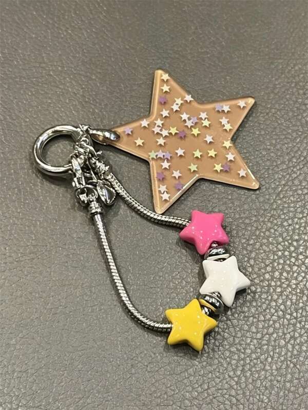 1PC Y2K Lovely Colorful Stars Mobile Phone Pendant Stylish Creative Hanging Rope Chain Bag CCD Anti-Loss Lanyard Accessories Girl Gift