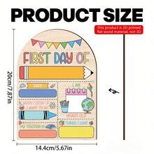 1pc 2D Wooden First Day Of School Decorative Sign Colorful Classroom Back To School Gift Teacher's Day Gift Teacher Supplies Students Parents Suitable For Holidays Autumn Room Decor 2D Flat Design No Electricity Required - Multicolor - View 8