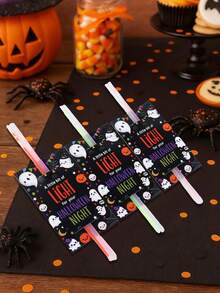 10pcs Halloween Small Card Holder For Light Stick,Pumpkin Ghost Spider Web Design Card Set,Halloween Decoration,Ghost Festival Horror Atmosphere Decoration,Trick Or Treat,Home Decor,Classroom Halloween Party,Birthday Giveaways - Multicolor - View 9
