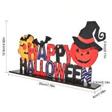 1 pieza/3 piezas Letreros de madera con temática de Halloween, Decoración de escritorio con letras Feliz Halloween & Truco o , Patrón de calabaza, murciélago, castillo, luna y bruja, Decoraciones de Halloween, Decoración de fiesta, Decoración del hogar, Regalo de Halloween, Regalo festivo, Decoración de habitación - Víspera de Todos los Santos - Ver 3