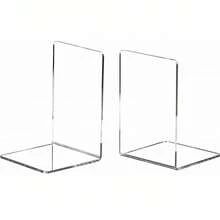 Cross-Border Minimalist Transparent Acrylic L-Shaped Bookend Book Holder Book Support Board Learning Stationery Book Storage Bookend - A - View 5