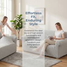 Premium Minimalist Jacquard Sofa Cover, Soft & Skin-Friendly, 360° Full Protection Elastic Sofa Slipcover, Includes Foam Fixing Strip For Enhanced Anti-Slip, Machine Washable - Light Gray - View 9