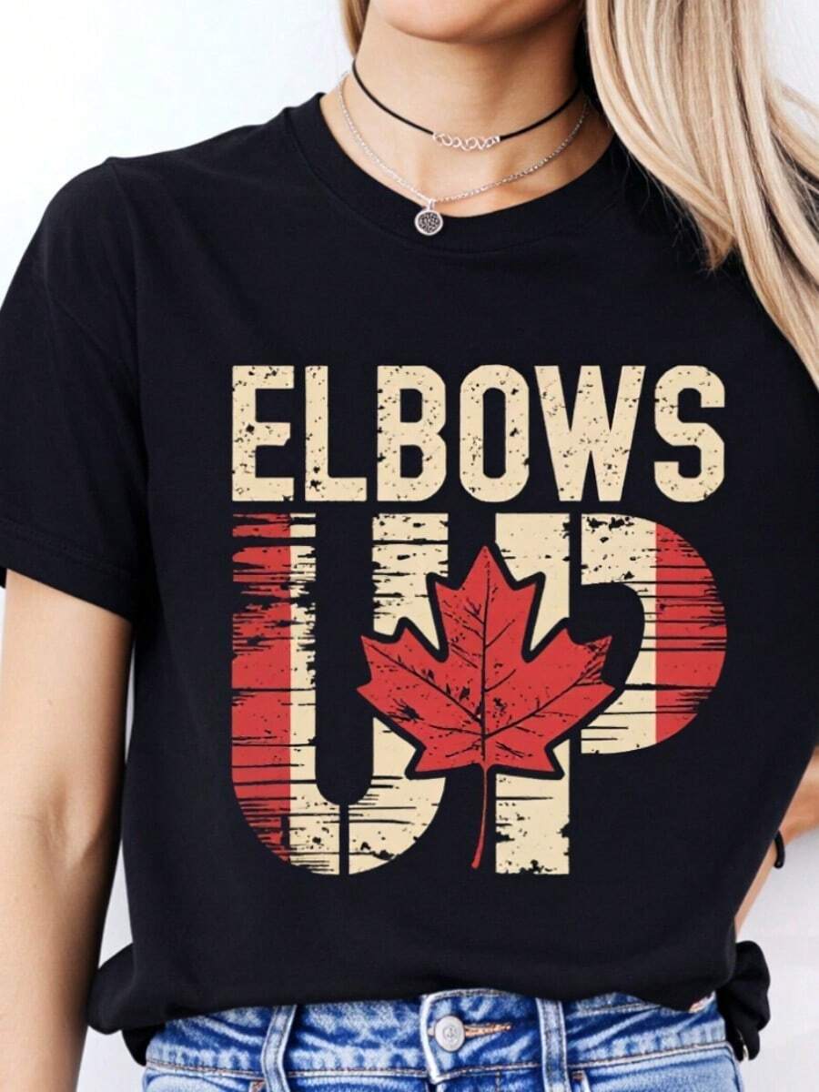 T-shirt Elbows Upssssssssss Canada pour femmes, Top graphique rétro, cadeau fier canadien, mode, manches courtes