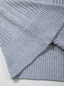Men's Neutral Crew Neck Pullover, Casual Commute Versatile Business Solid Color Half-Open Collar Textured Short Sleeve Loose Fit Knit Top, Spring/Summer - Grey - View 9