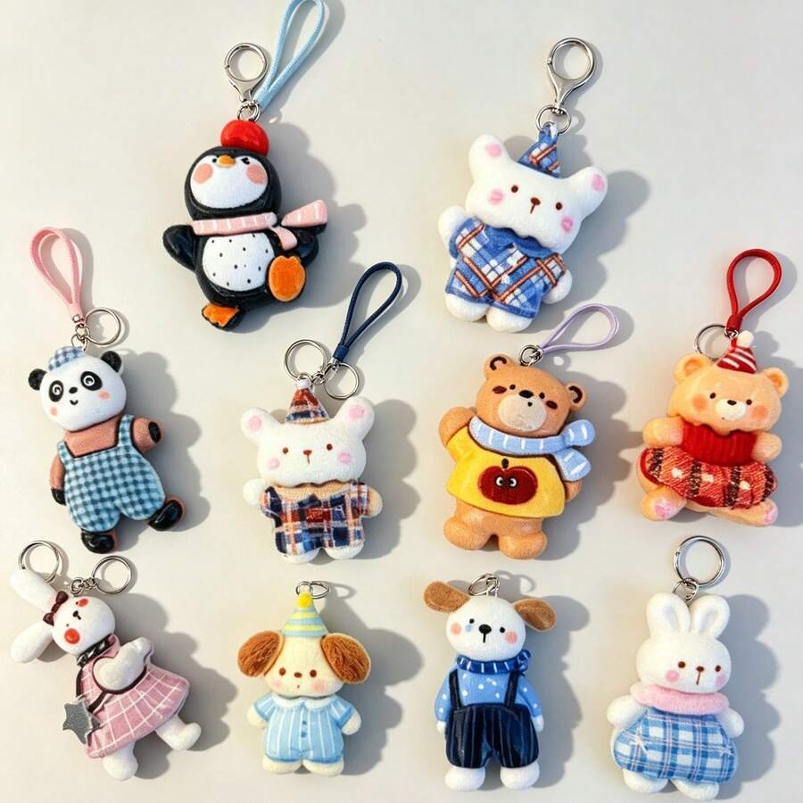 10件組混合DIY熊兔狗耳環與珠寶製作套件,樹脂飾品材料包,手工裝飾貼片(適合14歲以上成人珠寶製作) - 彩色 - 查看 1