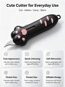1pc Cat Paw Unboxing Knife Portable Utility Knife Cute Cartoon Student Unboxing Knife Opening Knife Creative Parcel Knife. Suitable For Opening Packages, DIY Crafts - Multiple Styles - View 2