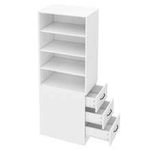 =N880P3183334W 180cmhohes, Extra Narrow Bookcase With Side Drawers - Adjustable Shelves, Interchangeable Left And Right, Suitable For Small Spaces - Bookcase, Living Room - Tall Cabinet - White - View 10