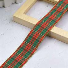 10 Yards Red And Green Plaid Ribbon With Luxurious Gold Edge Pattern, Suitable For Gift Wrapping, Holiday Celebrations, Making Bows, Wreaths And Other DIY Crafts - Gingham Ribbon - View 12