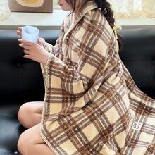 1 buah Selimut Lembut Katun Fleece Motif Kartun, Dapat Dipakai, Selendang, Selimut Tidur Siang Tanpa Sarung Bantal, Cocok untuk Kantor, Ruang Tamu, Kamar Tidur, Selimut Serbaguna - Coklat - View 8