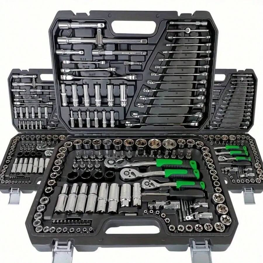 115/46pcs Ultimate Car Repair Tool Set - Premium Ratchet Torque Wrench And Assorted Screwdriver Set - Ultra Portable, All-In-One Solution For Car, Bicycle And Motorcycle Maintenance - View 1