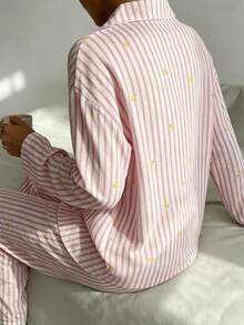 Nina Bonheur 2pcs Women Loose Comfortable Breathable Long Sleeve Top And Long Pants Pajama Set - Pink - View 6