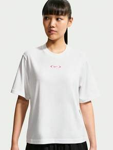 Nike Women's AS W NSW NK CLSC BXY TEE SPD Short Sleeve Knit Collarless T-Shirt TIM6412-100 - Red and White - View 1