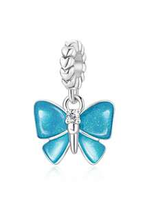 1pc Sweet Girl Colorful Oil Drop Butterfly Pendant Silver Jewelry Beaded Hollow Celtic Knot Rhinestone Glitter Gradient Blue Pink Butterfly Charm Handmade DIY Bracelet Loose Beads Romantic Gift For Girlfriend Best Friend Birthday Anniversary - Multicolor - View 8