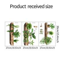 Exquisite Green Plant Wall Sticker Set (3pcs), PVC Glitter Potted Plant Shelf Stickers, Removable Waterproof Self-Adhesive Decoration, Suitable For Office, Lounge, Dorm, Classroom, Library, Home Decor - F040 - View 5