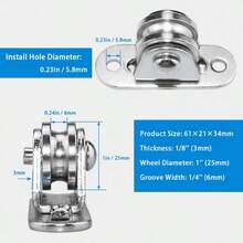 2/4Pcs Heavy Duty Fixed Pulley Detachable Pulley Block Kit Wall-Mounted Pulley Loading 176 Lb For Sliding Gate And Wire Rope - Silver - View 4