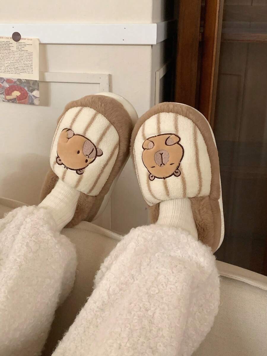 XIXITIAO Cute Closed-Toe Capybara Slippers, Soft Warm Cozy House Slippers