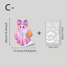 1/4pcs Halloween Cute Ghost Static Window Clings Bow Bats Reusable Double Sided Glass Stickers For Halloween Holiday Party Home Decoration - Ghost Window Stickers - View 13