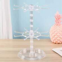 1pc 2-Tier Rotating 16-Hook Storage Rack, Adjustable Bottom Distance Key Holder Display Stand, Entryway Key Organizer For Fashion Glasses, Glasses, Jewelry, Accessories - Multicolor - View 6