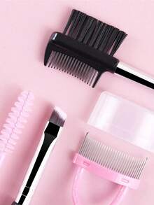 6-teiliges Make-up-Pinselset, enthält Wimpernbürste, Wimpernzange, doppelseitige Augenbrauenbürste, Multifunktions-Augenbrauen- & Wimpernkamm, Wimpernhilfe-Werkzeug mit Kamm - Verschiedenfarbig - Übersicht 5