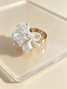 1 Peça Anel Aberto com Design Floral Criativo e Elegante, Adequado para Uso Diário de Mulheres, Dia dos Namorados, Clássico, Festival - Dourado - Visão 3