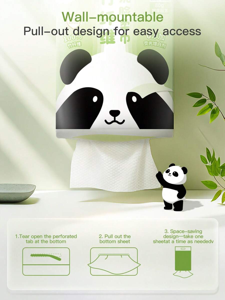 U.Style Extra-Thick And Extra-Wide Dotted-Pattern Face Towel 160 Count, Bamboo Fiber Material Skin-Friendly Facial Cleansing Cloth, Soft & Skin Friendly Face Towelettes Disposable, Facial Tissue Wipes For Women Cleansing - White - View 1