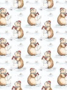 1 Roll Of Christmas Gift Wrapping Paper Featuring A Christmas Capybara And Snowman Pattern; Made Of Coated Paper; Dimensions: 43 Cm X 300 Cm; Suitable For Christmas Gift Wrapping, Party Decorations, Gift-Giving, And Christmas Crafts. - A - View 6