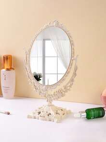 1pc Freestanding Makeup Mirror, Double-Sided 360° Swivel Makeup Mirror, Professional Eye Makeup Tools For Lash Styling, Daily Beauty Routine, Vanity Table, Daily Desktop Makeup Mirror, Home Decor, Makeup Mirror - Multicolor - View 10