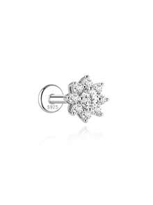 EleRunis 1PC 0.5CT Moissanite Diamond 925 Sterling Silver Hypoallergenic Flat Back Brilliant Halo Color VVS1 Engagement For Women Men Wedding Bridal Jewelry - Silver - View 18