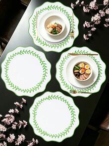 4/120入紅色波浪邊刺繡布製餐墊，隔熱防滑桌墊，防水防油裝飾墊，耐用可水洗餐盤墊，無異味，適用餐廳、咖啡廳、民宿，適合節慶、派對、聚會、生日、婚禮、晚餐派對 - 彩色 - 查看 17