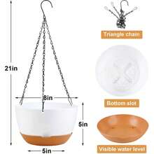 Outdoor Hanging Plant Basket, 8 Inch Plastic Indoor Hanging Planter With Drainage Holes And Chain, Suitable For Garden And Porch Plants - New Model - View 3