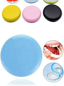 2-In-1 Orthodontic Retainer Storage Box Travel Set, Minimalist Orthodontic Retainer Storage Box, Fun Tooth Alignment Retainer Storage Box, Orthodontic Retainer Storage Box, Denture Box With Mirror, Portable Travel Denture Storage Box, Portable Orthodontic Retainer Storage - Multicolor - View 2