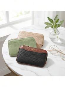 Pomelo Best Color Block Leather Zipper Card Holder Multi Card Slots Slim Mini Wallet For Women,Wallets For Women - Multicolor - View 8