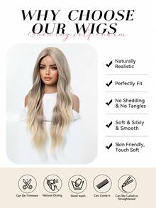 Peluca larga y voluminosa de 28 pulgadas en rosa empolvado, con cabello ondulado y rizado en capas fluidas, raya central natural, cabello sintético suave y sin frizz, gorra suave y flexible, adecuada para actualización de peinado, discoteca, estilo hip-hop, peluca extra larga popular y romántica para mujeres - Dorado - Ver 8