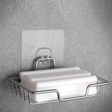 1pc Stainless Steel Bathroom Soap Holder, Wall-Mounted Storage For Washbasin, No-Drill Installation Drainage Soap Dish, Hanging Soap Rack For Home - Amber-Soap Box - View 8