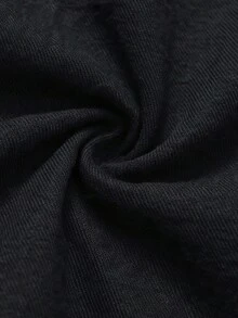 男士休閒彈性腰抽繩黑色長褲 - 黑色 - 查看 6