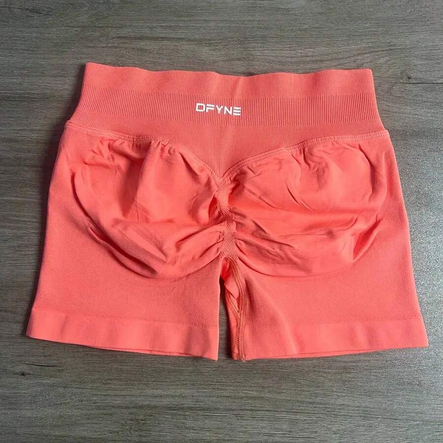 2026 bestseller Shorts Deportivos dfyne Impact con Logo, Cintura Baja, Sin Costuras, Shorts de Yoga, Shorts de Gimnasio con Efecto Scrunch Bum, Shorts de Ciclismo, Ropa Deportiva Elástica - Rosa coral - Ver 1
