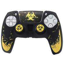 Crimson Bio Hazard Contamination Warning Controller Skin Cover For Playstation 5 Controller, RALAN 1 Controller Protector Case+2 Customised Thumb Grips Caps +Customised Stickers - View 12