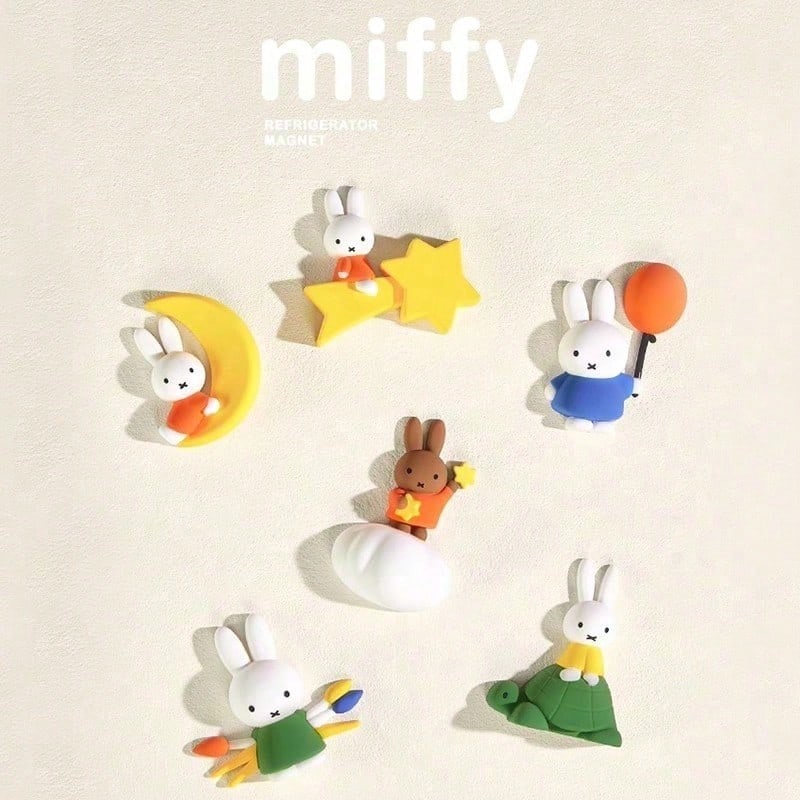 Miffy Refrigerator Magnet Blind Box, Cute Cartoon Style, Miffy Rabbit Character Design, PVC Collectible Magnetic Mini Figurine, Fridge Door And Magnetic Surface Decoration, Birthday, Christmas, Holiday And Miffy Fan Gift Choice - Multicolor - View 1