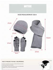 Set da 3 pezzi di cappello/berretto, guanti e sciarpa in maglia, accessori invernali caldi per uomo, adatti per attività all'aperto e per tenere le orecchie al caldo - Multicolore - Visualizzare 4