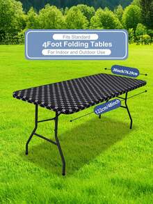 6ft Bohemian Style Rectangle Printed Fabric Tablecloth, Elastic Fitted Table Cloth For Table, Washable Polyester Table Cover For Outdoor, Picnic, Camping And Indoor For Birthday Wedding Party Supplies - Multicolor - View 23