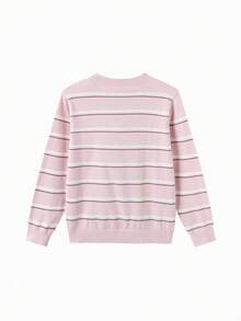 Balabala Tween Girl Knit Sweater Soft Pullover Top Matching Family Style Comfortable Autumn Winter Wear - Red and White - View 5