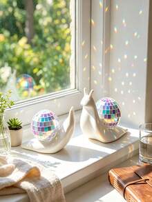 Snail Disco Ball Sun Catcher Indoor Window Decor, Refractive Desktop Ornament, Creative Home Room Decoration - A - View 2