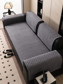 SANMOSPIN 1pc Solid Color Chenille Sofa Cover, Minimalist Modern Style, Anti-Cat Scratch, Pet-Friendly, Easy Care - Machine Washable, Suitable For 1-4 Seater Sofa, Bedroom Living Room Office Home Decor - Grey - View 3
