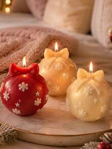 Christmas Decoration Ball Aromatherapy Candle Silicone Mold, Integrated Bowknot Snowflake Embossed Round Ball Casting Mold, Suitable For Aromatherapy Wax And Home Decor, Ideal For Window Display Arrangement, Christmas Gift Box Inner Decoration, Bulk Customized Holiday Handmade Gift Mold - Silicone Candle Mold - View 7