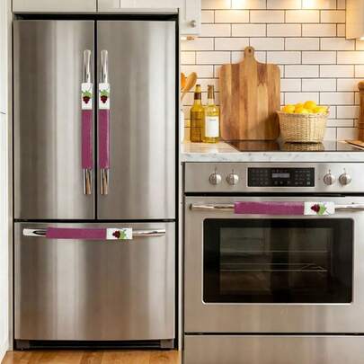 Thick Double-Sided Printed Fridge Handle Covers,Anti-Slip Oil-Proof Kitchen Appliance Handle Protectors,Tain Resistant,Cute Simple Decor For Refrigerator Dishwasher Oven Microwave,Soft Hand Grips, Perfect Mother's Day&Graduation Gifts,Trave Must-Have