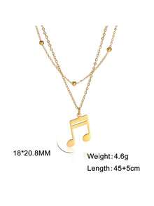 LIKGREAT 1pc Women's Fashion Stainless Steel Double Layer Y-Shaped Musical Note Necklace, Minimalist Music Symbol Pendant, Adjustable Collarbone Chain, Niche INS Style Versatile Accessory - Music Series - View 22