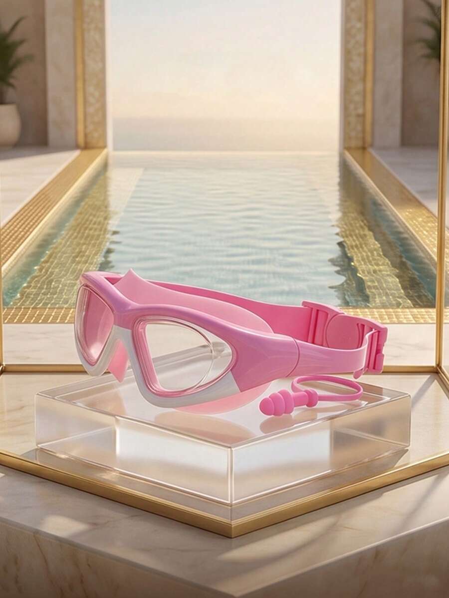 2 Pieces Swimming Set - Large Frame Swimming Goggles, Anti-Fog Waterproof Silicone Swim Goggles With Earplugs And Nose Clip, Suitable For Swimming Training And Leisure, Holiday Gift - Multicolor - View 1