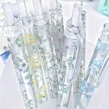 12支可伸縮凝膠墨水筆，0.5mm，快乾黑色替芯，花卉設計，舒適握感，14cm長，書寫順滑輕盈，字跡清晰美觀，適合日記本與辦公文具 - A - 查看 1
