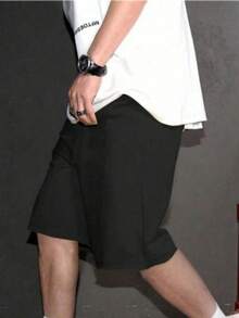 1pc Boys/Teen Loose Fit Casual Shorts With Pockets, Sporty & Cool, Outdoor Wear For Spring/Summer - Black - View 4